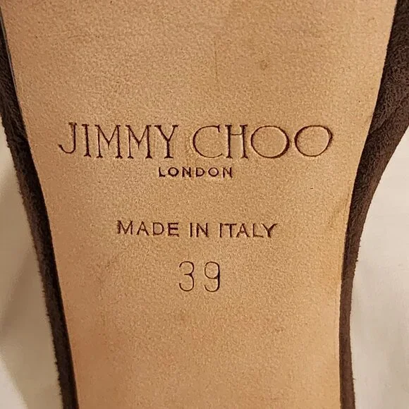Excellent EU39 Jimmy Choo Platform Sandal Holly Chocolate Brown Suede - Picture 10 of 11
